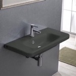 CeraStyle 033309-U-97 Rectangle Matte Black Ceramic Wall Mounted Sink or Drop In Sink